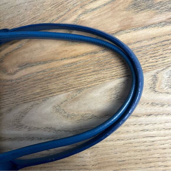 Michael Kors Canvas Leather Trimmed Large Tote Travel Bag Ivory Navy Blue - Picture 8 of 16